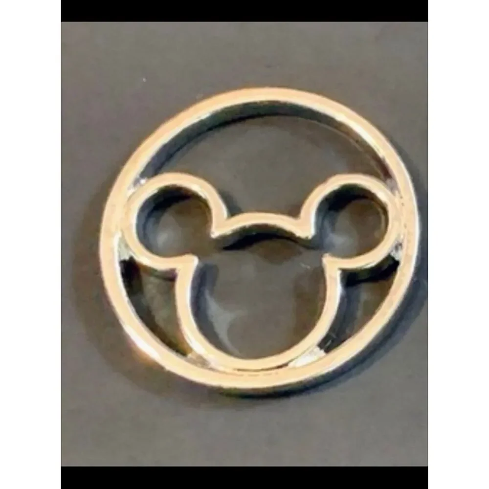 Gold-tone Mickey Mouse Circle Accent For Floating Lockets